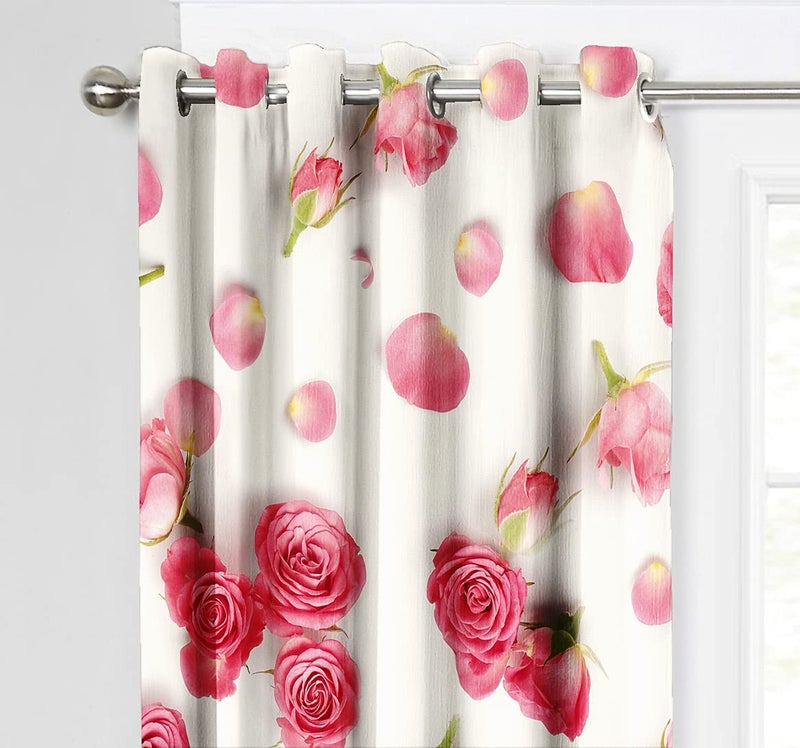 Ultimate Trends ™ Premium Polyester Printed Curtains Set of 2 Panels (Window 5 FEET, Rose White) - Image 2