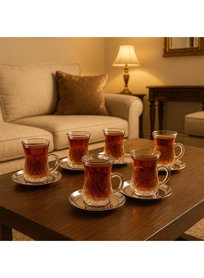 byblos Tea cup set, 12 pieces, 6 saucers + 6 cups - Image 1