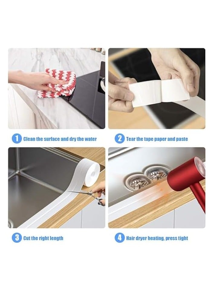 erorex Caulk Strip, 2 Pack 1.5' x 10.5Ft Caulk Strip for Bathtub Self Adhesive Caulk Tape Caulking Sealing Tape for Kitchen Countertop,Sink,Bathroom,Toilet,and Bathtub Floor Wall Edge Protector - Image 4