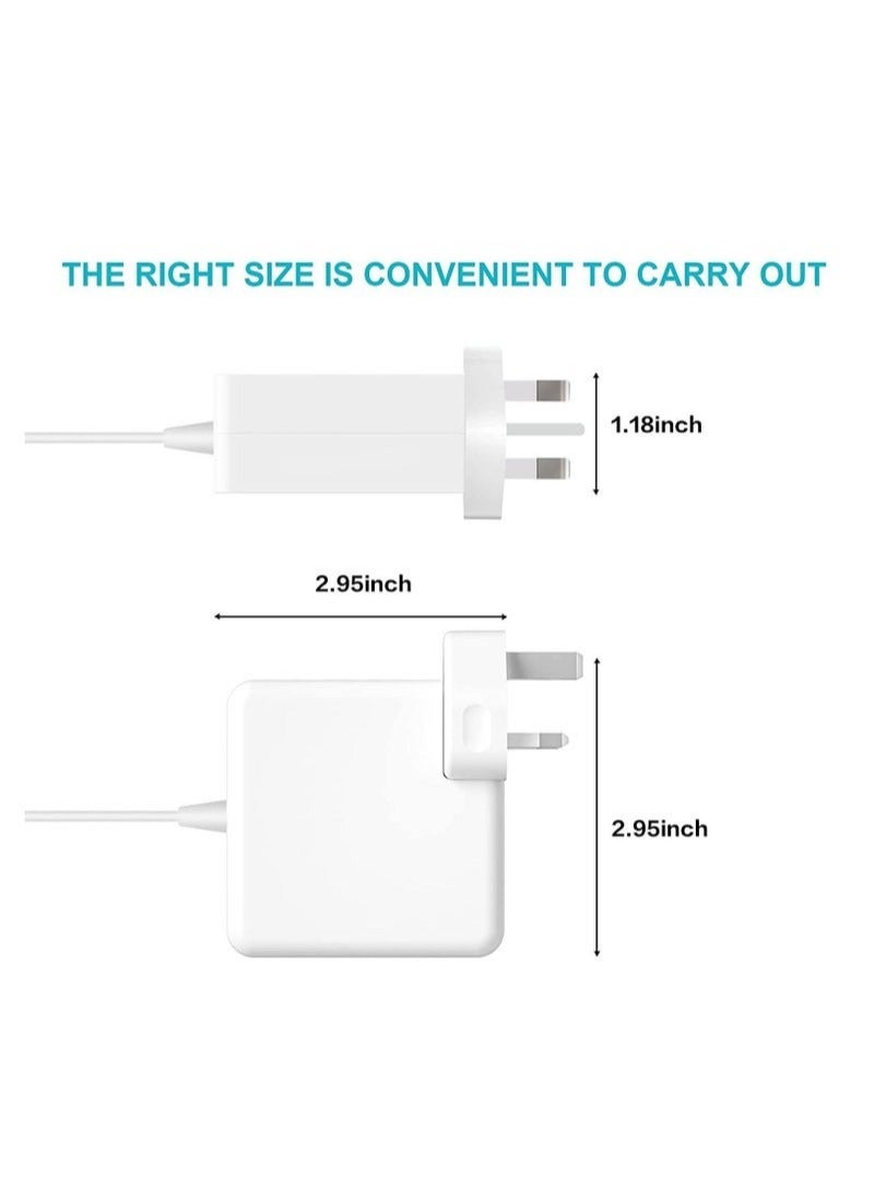 اكسيسن شاحن متوافق مع ماك بوك برو، محول إمداد طاقة بقدرة 60 وات، محول شاحن كمبيوتر محمول ماك برو T-Tip ماك برو موديل A1425 A1502 A1435 A1465 T-Connector MacBook Pro13 بوصة - Image 1