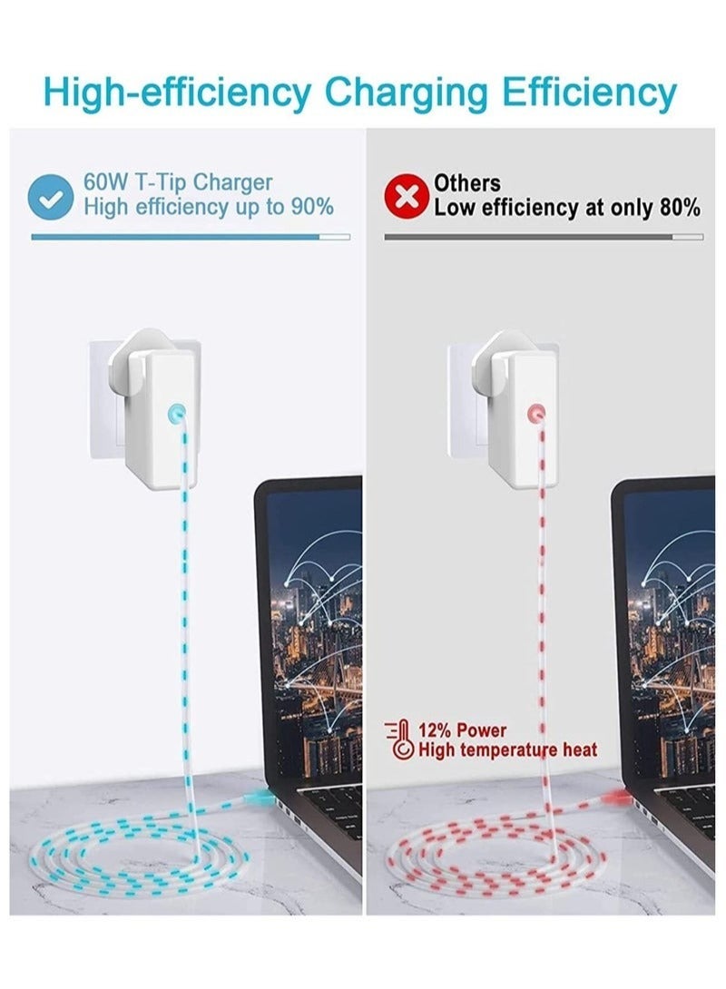 اكسيسن شاحن متوافق مع ماك بوك برو، محول إمداد طاقة بقدرة 60 وات، محول شاحن كمبيوتر محمول ماك برو T-Tip ماك برو موديل A1425 A1502 A1435 A1465 T-Connector MacBook Pro13 بوصة - Image 4