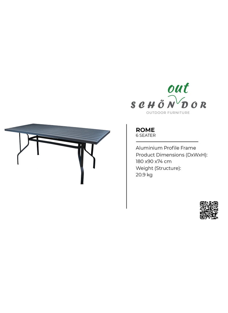 Schondor Furniture Rome | 6 Seater | Dining Table | Outdoor Furniture | Made in Aluminum Cast | Patio | Garden | Restaurants  - Image 5