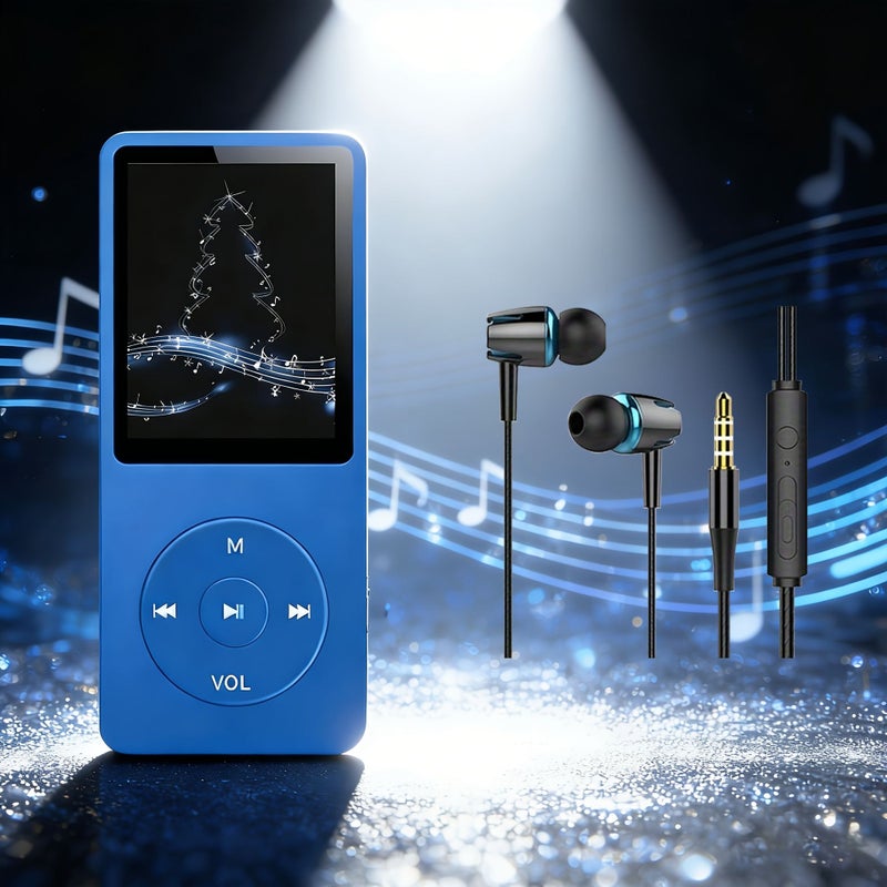 Light Blue MP3 MP4 Music Player with 1.8 Inch Screen Video Playback Wired Headphones - Image 2