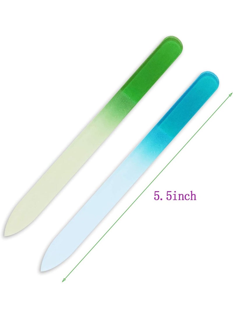 2 PCS Glass Nail File Crystal Nail Files Double Sided nail file Washable Best Glass Nail Files for natural nails Manicure Pedicure Tool and Nail Buffering Files Etched nail files - Image 1