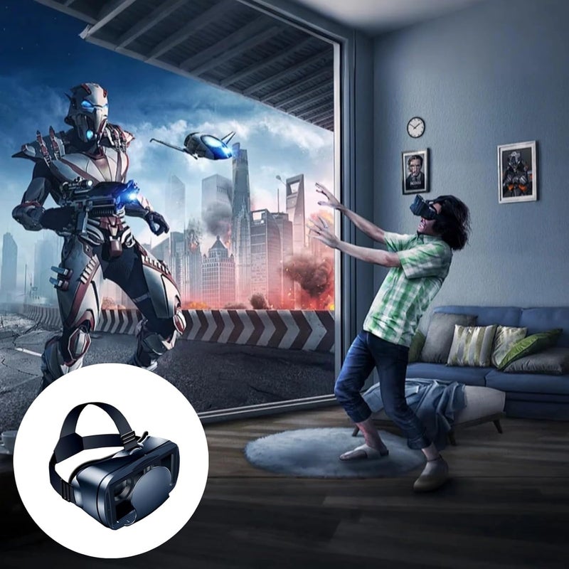 مجموعة سماعة الرأس VR وجهاز التحكم، نظارات الواقع الافتراضي لأفلام 3D وألعاب AR، قابلة للتعديل للهواتف مقاس 5-7 بوصة - Image 5