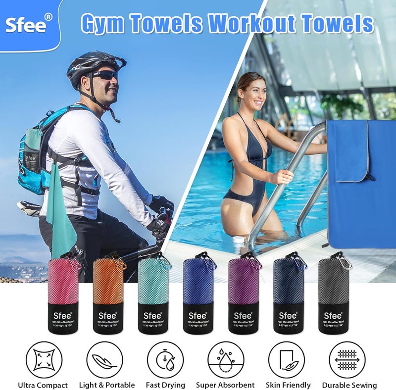 Sfee 2 Pack Microfiber Travel Towel, Quick Dry Large Beach Towel, Super Absorbent Compact Lightweight for Camping, Gym, Hiking, Pool, Backpacking, Bath, Yoga - Image 4