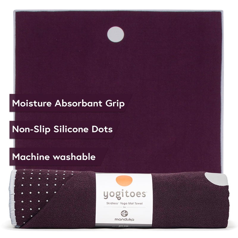 Manduka Yogitoes Hot Yoga Mat Towel - 71" | Moisture Activated Grip | Patented Silicone Nubs | Highly Absorbent, Durable & Easy Care | Made from Recycled Materials | 71 x 24 Inches | Indulge - Image 1