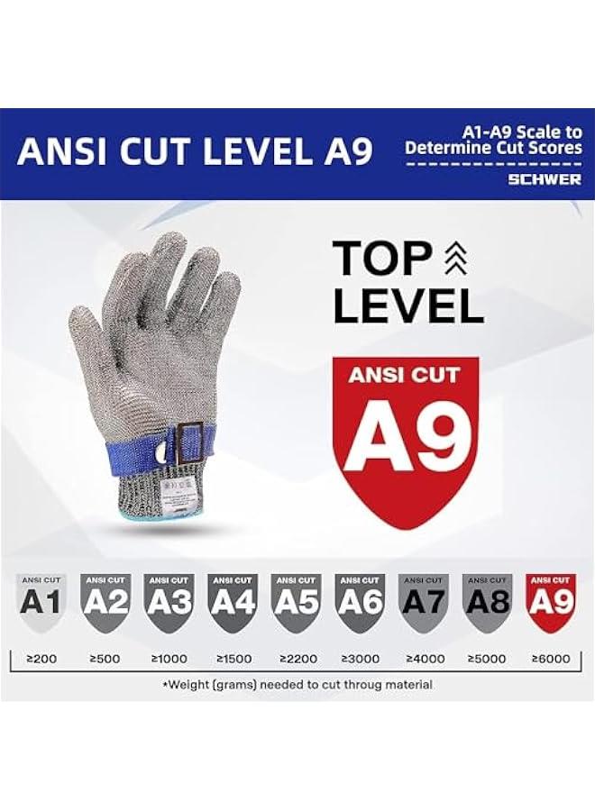 FYLX A9 Cut Resistant Glove Stainless Steel Mesh Metal Glove Food Grade for Kitchen Cooking Butcher Meat Cutting Oyster Shucking Mandoline FishingL 1 ) - Image 2
