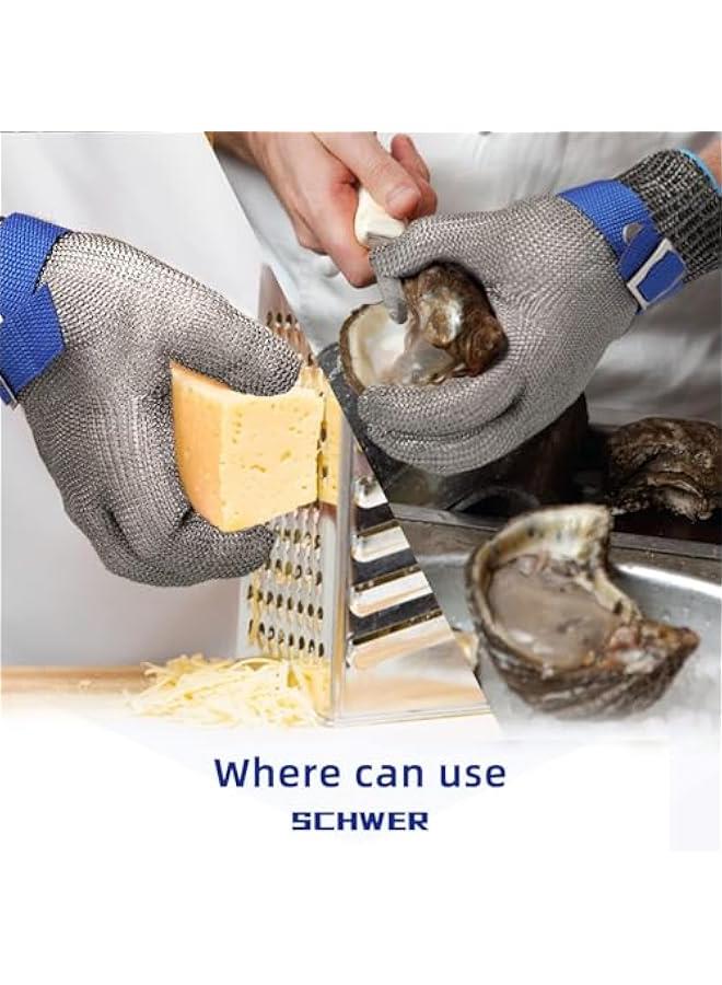 FYLX A9 Cut Resistant Glove Stainless Steel Mesh Metal Glove Food Grade for Kitchen Cooking Butcher Meat Cutting Oyster Shucking Mandoline FishingL 1 ) - Image 3