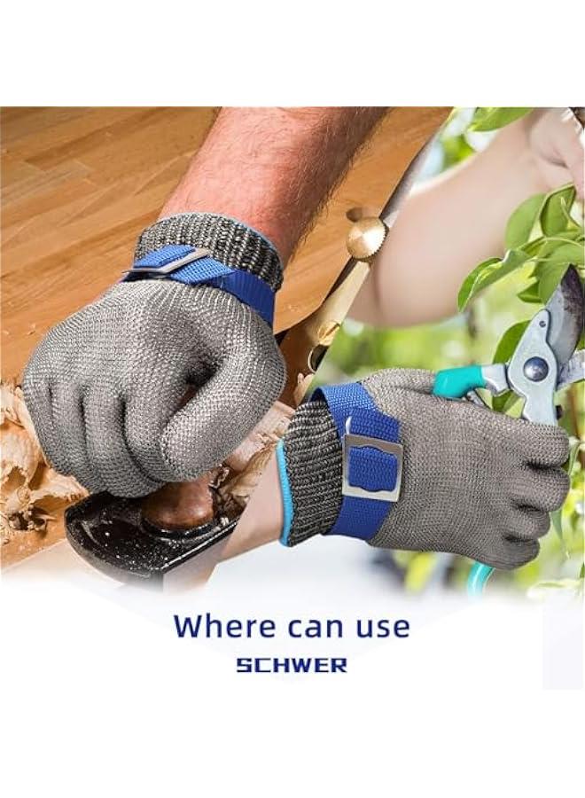 FYLX A9 Cut Resistant Glove Stainless Steel Mesh Metal Glove Food Grade for Kitchen Cooking Butcher Meat Cutting Oyster Shucking Mandoline FishingL 1 ) - Image 4