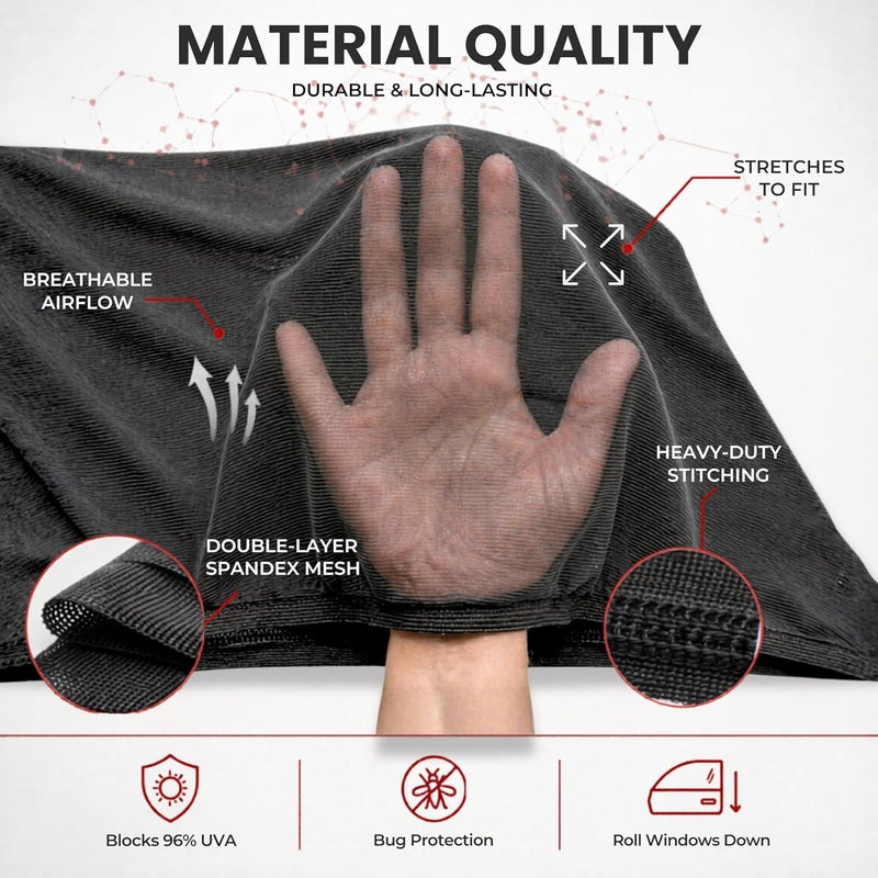 Qualizzi L/Car Sun Shades for Most SUV’s Windows (12 Sizes). Sun, Bugs, UV, Privacy Protection & Heat Blocker. Stretch-to-Fit Mesh Screens for Baby and Camping. We Have Your Size at ® 2-Pack - Image 4