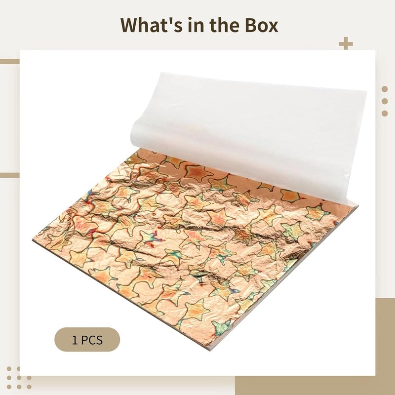 DIY Gold Foil Sheets for Crafting, Metallic Star Pattern Paper for Gilding, Scrapbooking, and Home Décor - Image 5