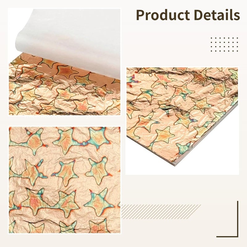DIY Gold Foil Sheets for Crafting, Metallic Star Pattern Paper for Gilding, Scrapbooking, and Home Décor - Image 2