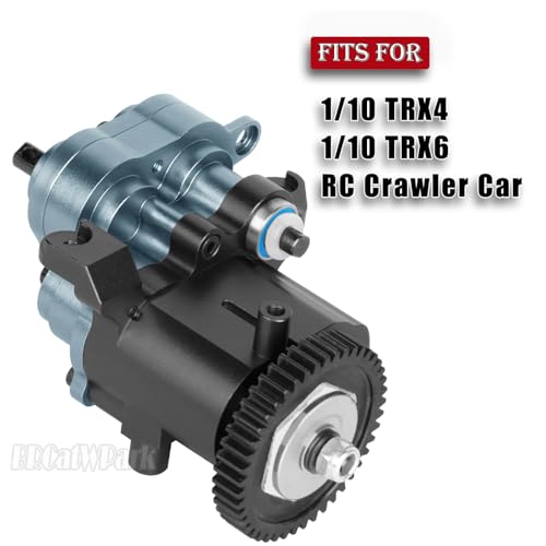 BRCatWPark Aluminum Transmission Gearbox with Metal Internal Gears and Bearings Upgrades Part for 110 TRX4 TRX6 RC Crawler Car2 Speed Transmission GearboxTitaniumBlack - Image 5