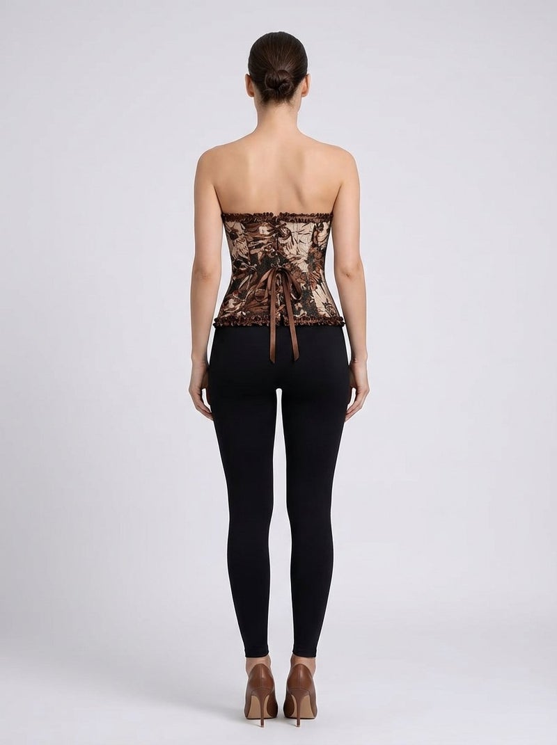 Larissaverolini Strapless Floral Corset Top – Vintage Brown - Image 5