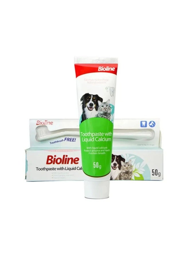 Bioline Toothpaste With Liquid Calcium For Dog & Cat - 50g - Image 2
