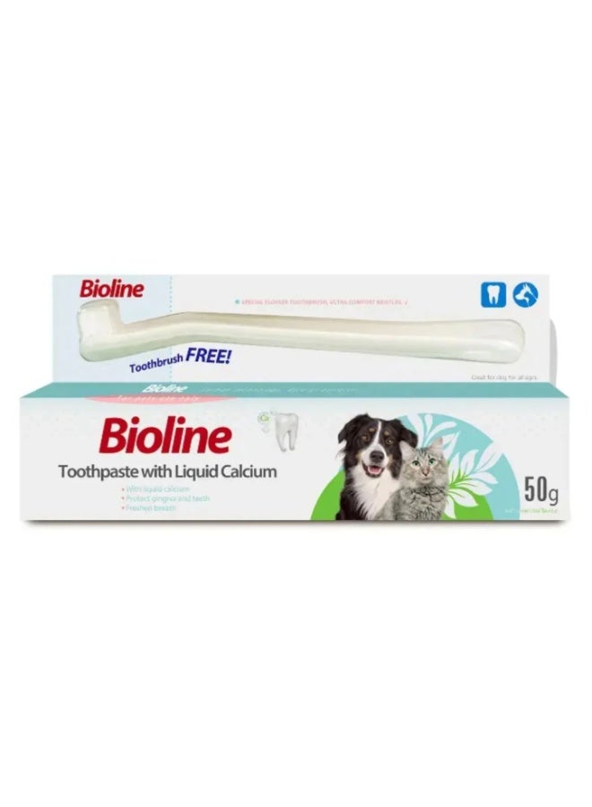 Bioline Toothpaste With Liquid Calcium For Dog & Cat - 50g - Image 1