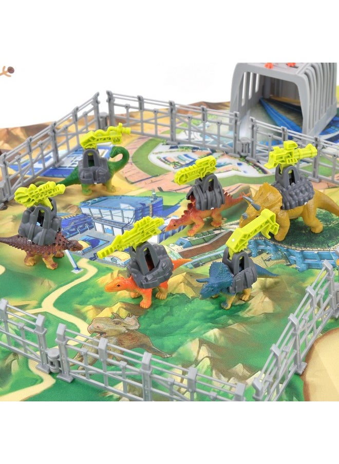 PowerTRC Dinosaur Toys, Military Dinosaurs Toy Figures with Weapons & Fences, 49PCS Dinosaur Toys for Kids 3-5, Army Vehicles Jurassic Dinosaur Park Toddler Dinosaur Figures w/ Storage Head & Play Mat  - Image 4
