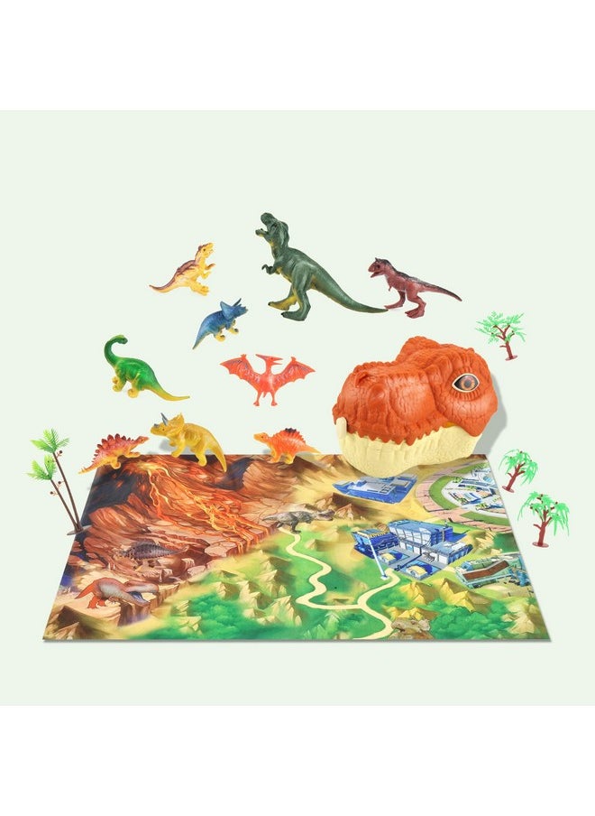 PowerTRC Dinosaur Toys, Military Dinosaurs Toy Figures with Weapons & Fences, 49PCS Dinosaur Toys for Kids 3-5, Army Vehicles Jurassic Dinosaur Park Toddler Dinosaur Figures w/ Storage Head & Play Mat  - Image 5