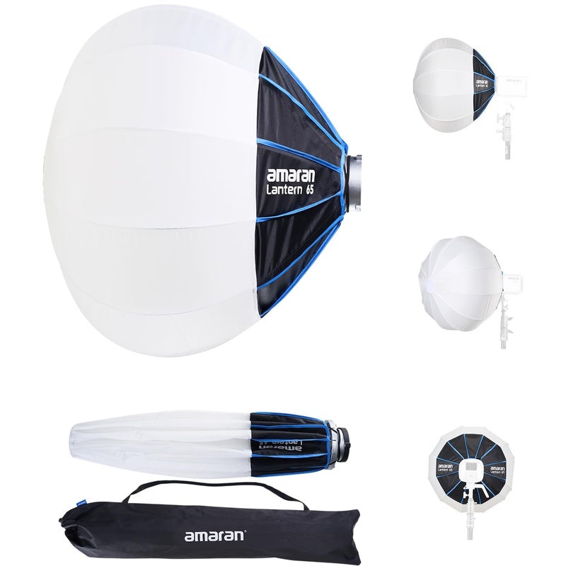 AMARAN Lantern 65 Softbox,360 Soft Light Source Quick-Build Press Mount for COB Lights and Other Bowens Mount for 100d/200x/300c/150c/300x/300d - Image 1