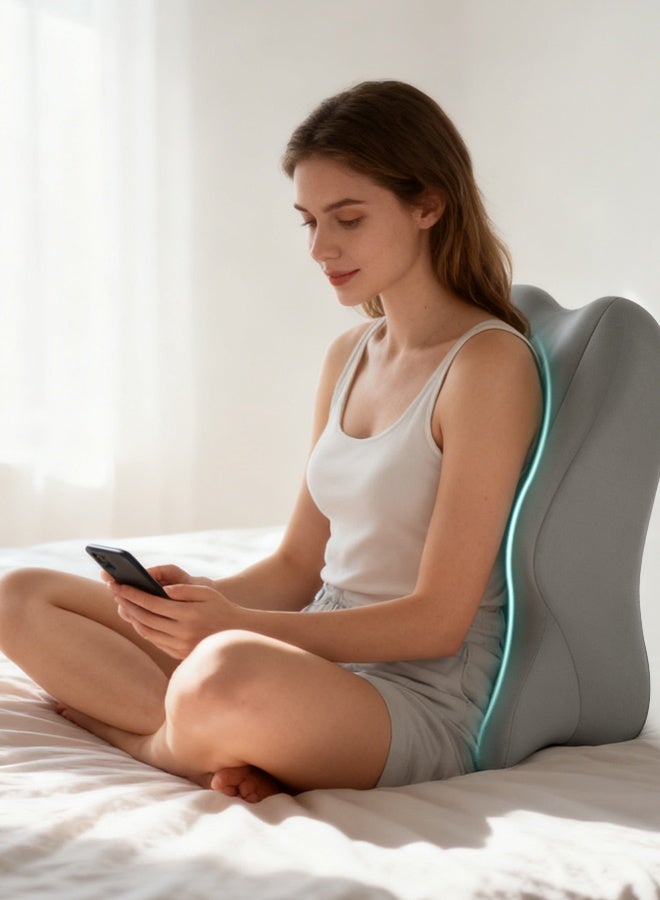 قف وسادة إسفينية لدعم الظهر للسرير - وسادة استراحة من إسفنج الذاكرة مع وسادة دعم صغيرة، وسادة قراءة مريحة للجلوس والنوم، وتخفيف ارتجاع المريء، ومنع الشخير، ودعم وضعية الساقين - Image 2