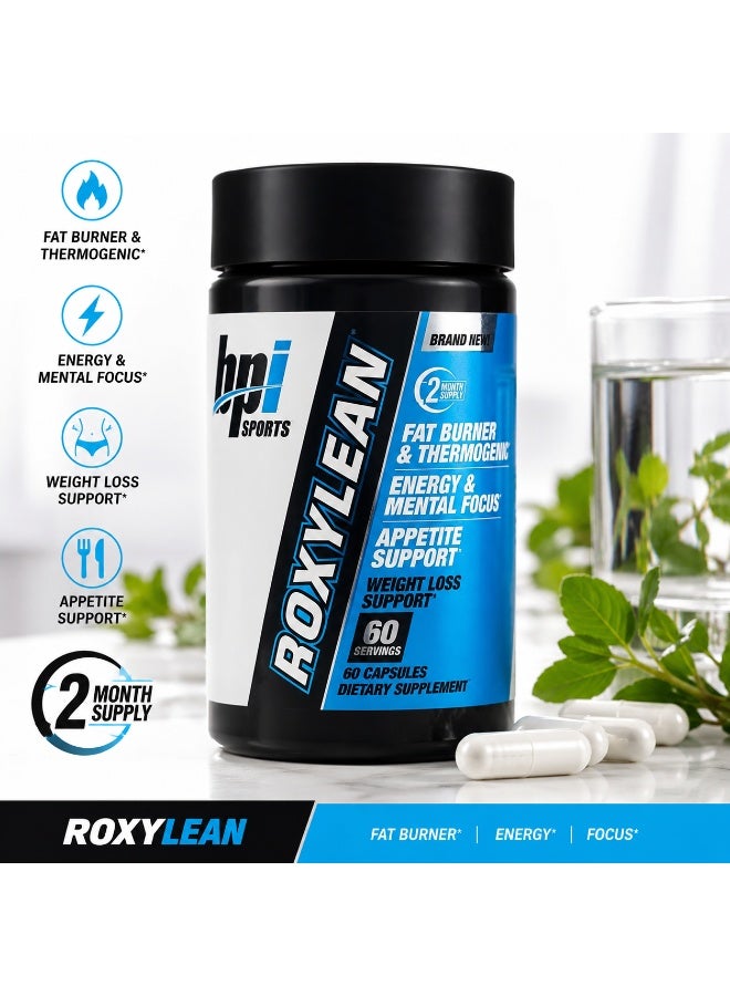 BPI Sports RoxyLean Fat Burner Thermogenic Capsules Energy Mental Focus Appetite Support Weight Management Supplement 60 Capsules 2 Month Supply - Image 1