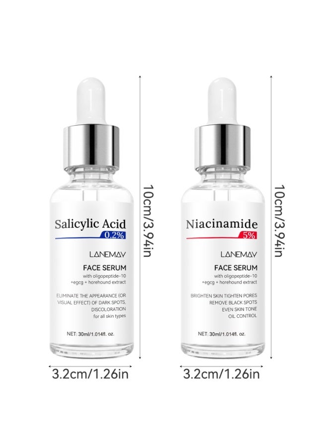 LANEMAY 5% Niacinamide & 0.2% Salicylic Acid Face Serum Set 2×30ml, Oil Control Brightening Serum for Minimizing Pores, Fading Acne Marks & Uneven Skin Tone - Image 5
