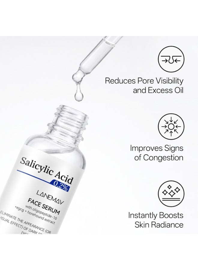 LANEMAY 5% Niacinamide & 0.2% Salicylic Acid Face Serum Set 2×30ml, Oil Control Brightening Serum for Minimizing Pores, Fading Acne Marks & Uneven Skin Tone - Image 3