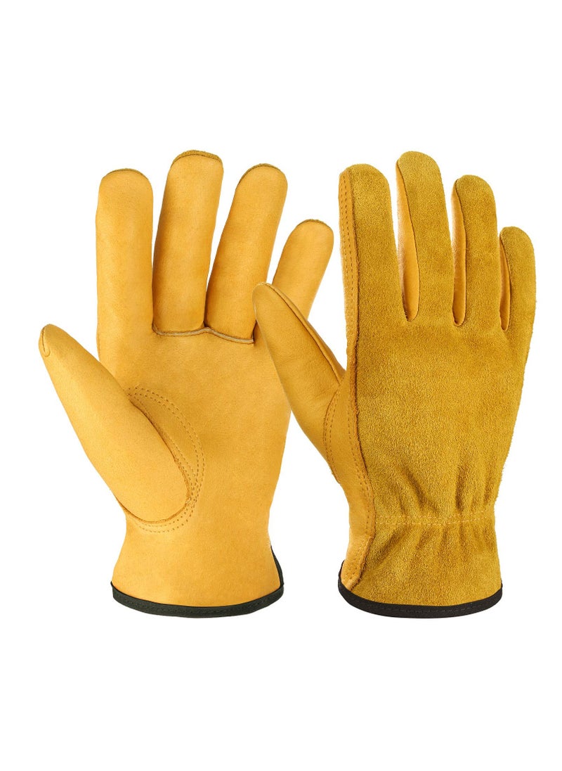 Generic Durable Cowhide Gardening Gloves for Heavy Duty Work, Thorn Resistant, Ideal for Pruning and Bricklaying, Unisex Design, Large Size, 1 Pair  - Image 1