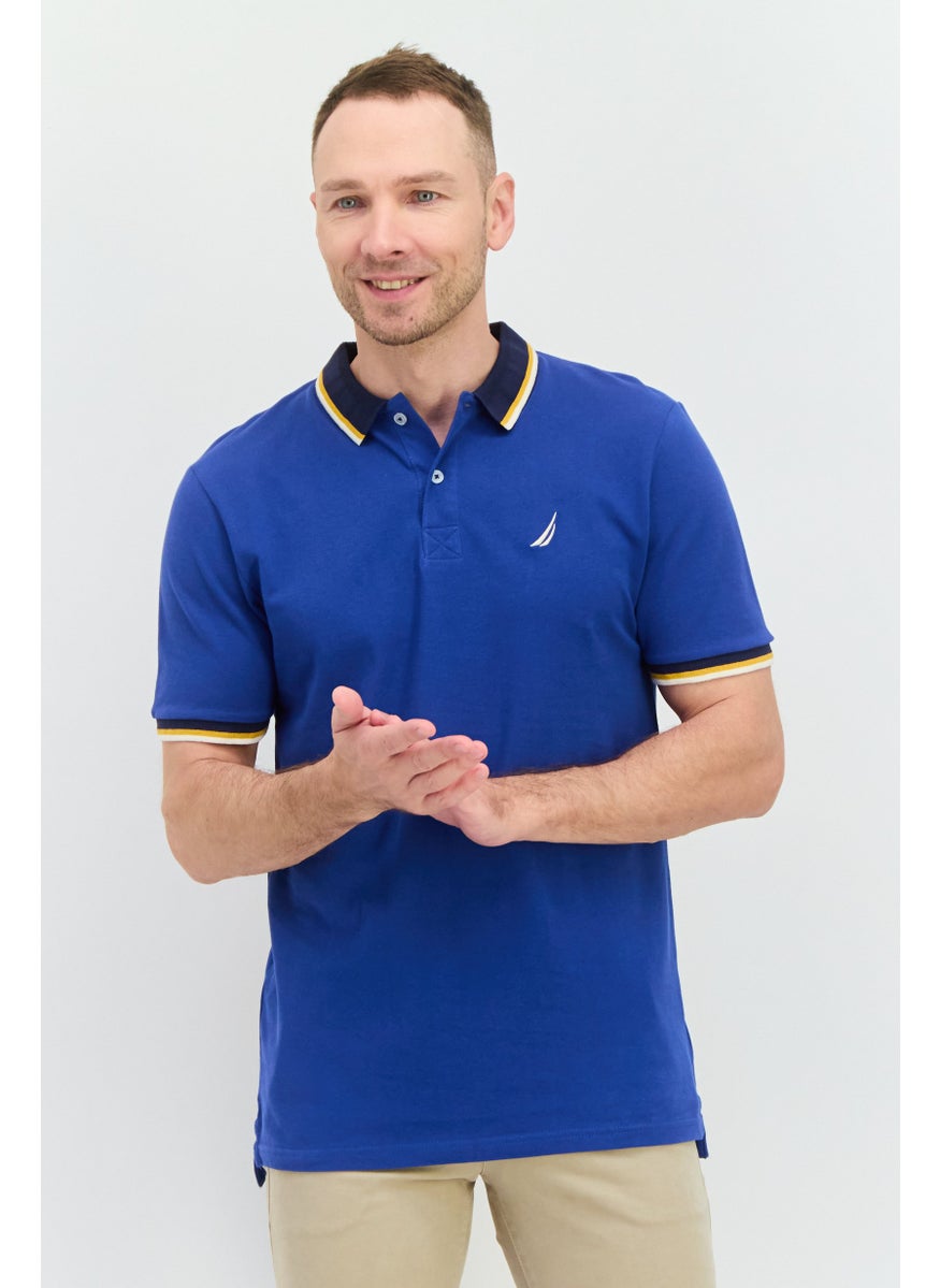 NAUTICA Men Regular Fit Embroidered Logo Short Sleeves Polo Shirts, Blue  - Image 1