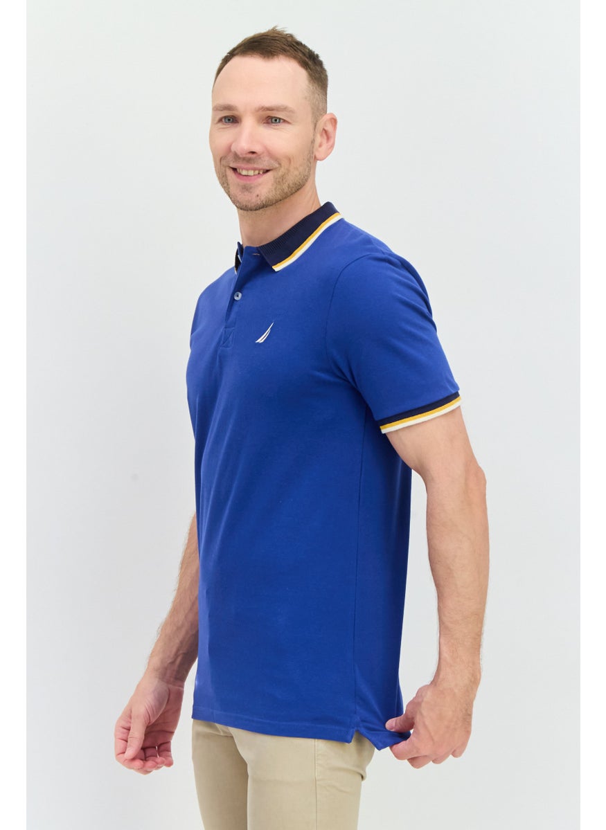 NAUTICA Men Regular Fit Embroidered Logo Short Sleeves Polo Shirts, Blue  - Image 3