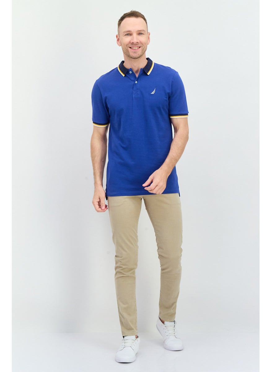 NAUTICA Men Regular Fit Embroidered Logo Short Sleeves Polo Shirts, Blue  - Image 2