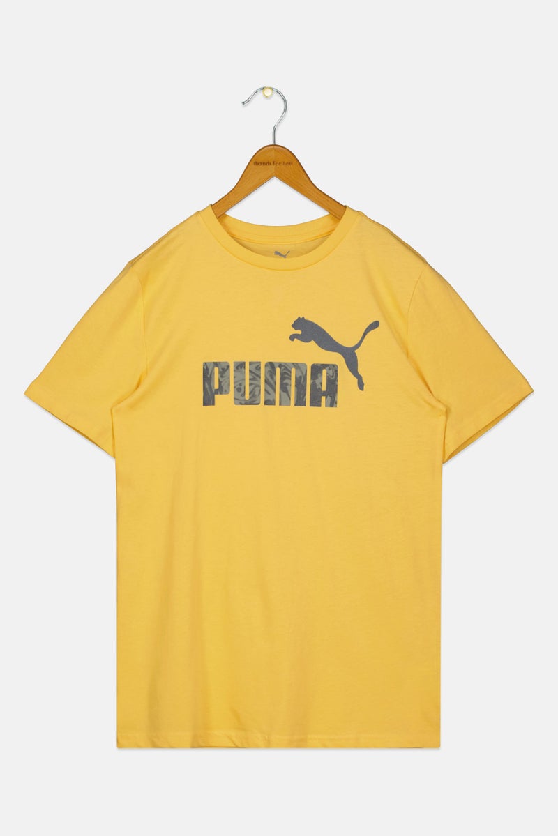 PUMA ملابس رياضية للأطفال الأولاد قميص قصير الأكمام في الهواء الطلق، أصفر فاتح - Image 3