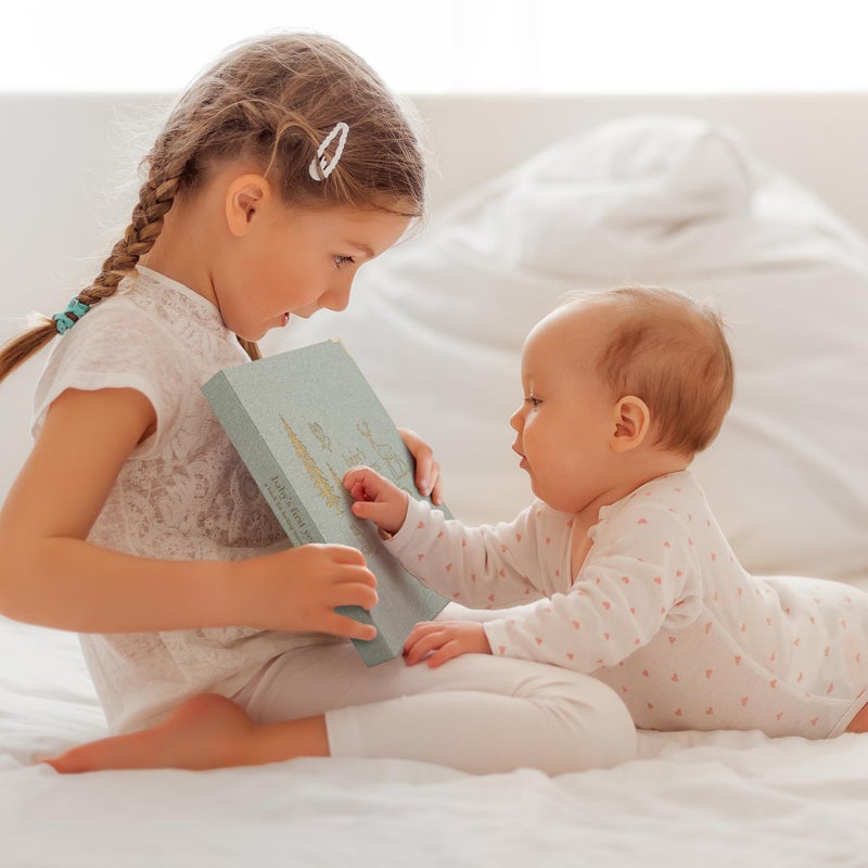 ZICOTO كتاب ذكريات الأطفال التذكارية للأولاد والبنات - كتاب الأطفال الأول 5 سنوات الخالد - دفتر يوميات أو ألبوم صور محايد جنسياً بلون الساج - كتاب milestones لتوثيق كل حدث من الولادة حتى سن 5 - Image 4