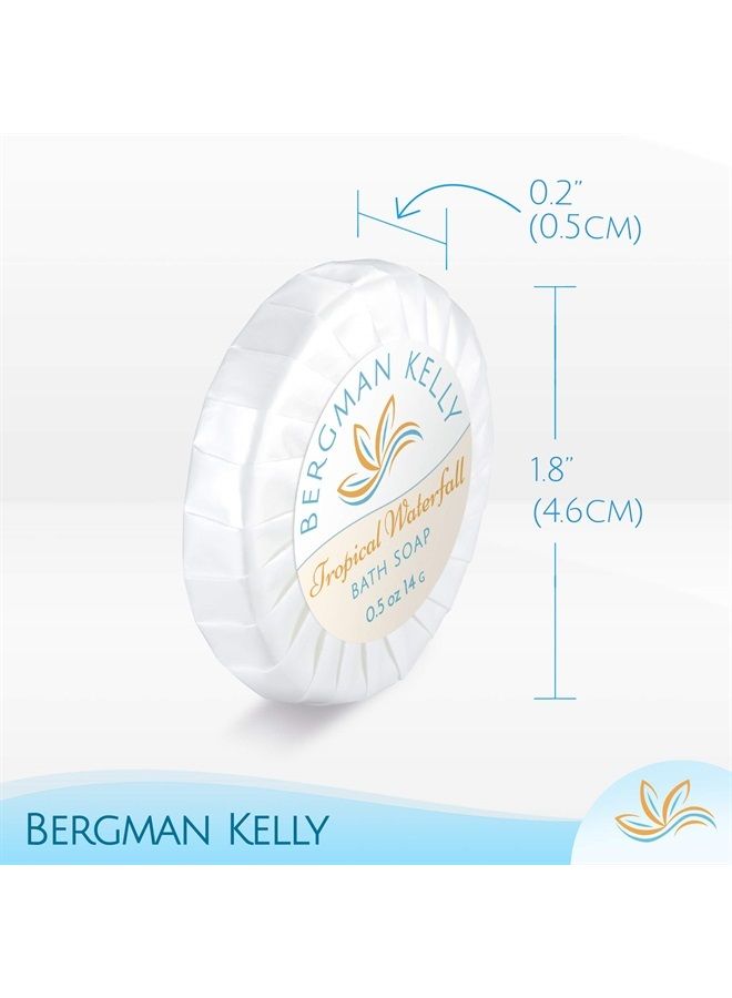 BERGMAN KELLY Hotel Soap Bars in Bulk (Tropical Waterfall, 0.5 oz, 100 PK), Small Individually Wrapped Round Soap, Travel Size Mini Toiletries for Airbnb, Motel, Guest Bathroom - Image 3