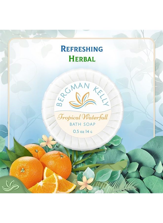 BERGMAN KELLY Hotel Soap Bars in Bulk (Tropical Waterfall, 0.5 oz, 100 PK), Small Individually Wrapped Round Soap, Travel Size Mini Toiletries for Airbnb, Motel, Guest Bathroom - Image 4