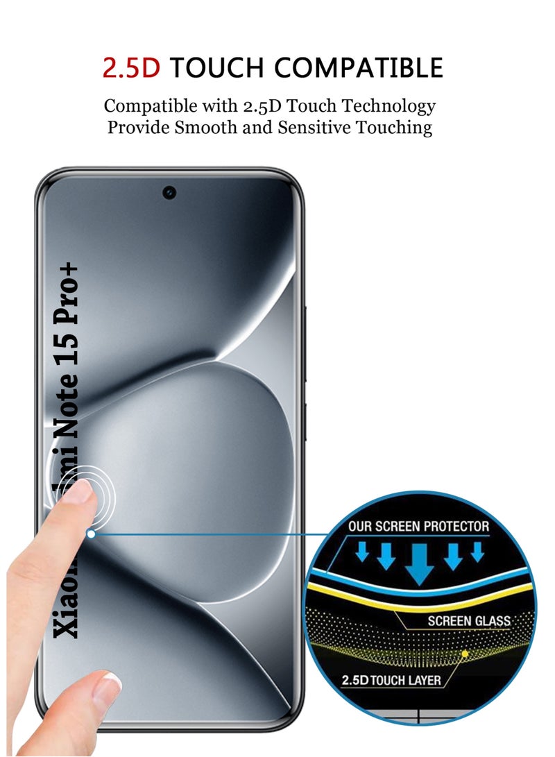 2 Pack Xiaomi Redmi Note 15 Pro+ Screen Protector | Tempered Glass Compatible with Xiaomi Redmi Note 15 Pro+| Screen Protector Full HD Quality Tempered Glass Anti-Scratch Edge to Edge Coverage with Easy Installation Kit - Black - Image 5