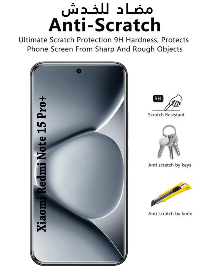 2 Pack Xiaomi Redmi Note 15 Pro+ Screen Protector | Tempered Glass Compatible with Xiaomi Redmi Note 15 Pro+| Screen Protector Full HD Quality Tempered Glass Anti-Scratch Edge to Edge Coverage with Easy Installation Kit - Black - Image 3