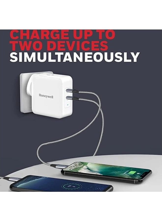Honeywell Gan 65W Ultrafast Laptop Charger Dual Usbc For Laptop Dell Hp Macbook Oneplus Ipad Iphone 16/15/14/13/12/11 Google Pixel And Samsung Galaxy 3 Yrs Manufacturer Warranty White White - Image 3