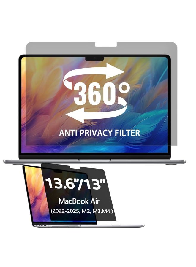 Halloive 360° Privacy Screen Protector for Macbook Air 13.6/13 Inch (2022-2025, M2, M3，M4), Privacy Screen Filter for Macbook Air 13.6 Inch, Anti-Spy/Anti Fingerprint/Anti Blue Light/Anti Glare - Image 1