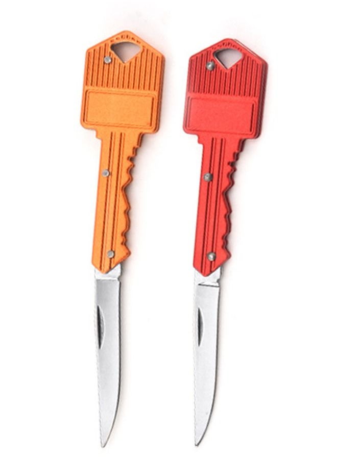 Ant - 2-Piece Mini Key Small Folding Knife, Wild Survival Key Knife Fruit Knife Rose Red/Orange - Image 1