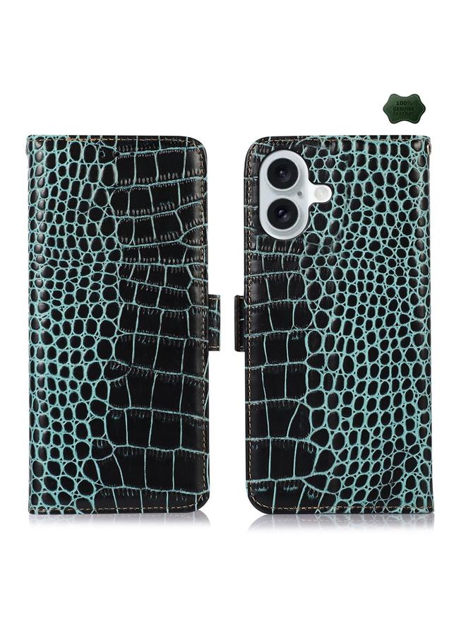S-TOP Case For iPhone 16 Crocodile Top Layer Cowhide Leather Phone Case - Image 1