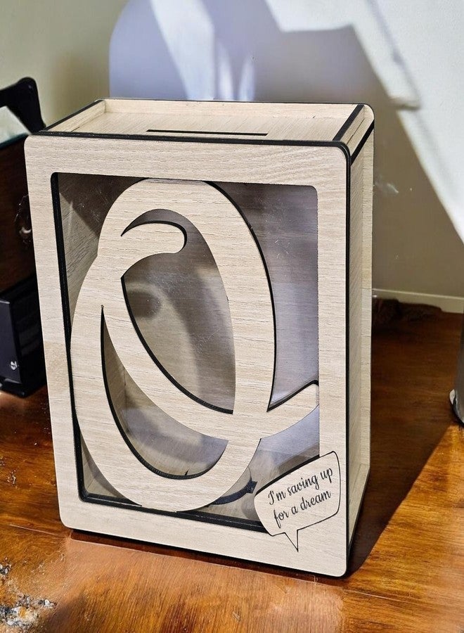 LACUM® Letter Piggy Bank – Custom Wooden Money Bank for Kids & Adults – Sunmica Coated Engineering Wood with Transparent Acrylic Front – Unique Gifts (Letter O) - Image 3