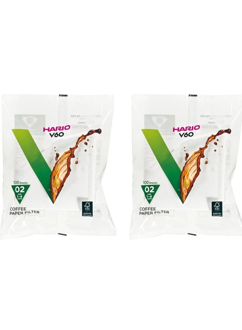 Hario PACK OF 2 - V60 Paper Coffee Filters Size 02 100 Count White  - Image 1