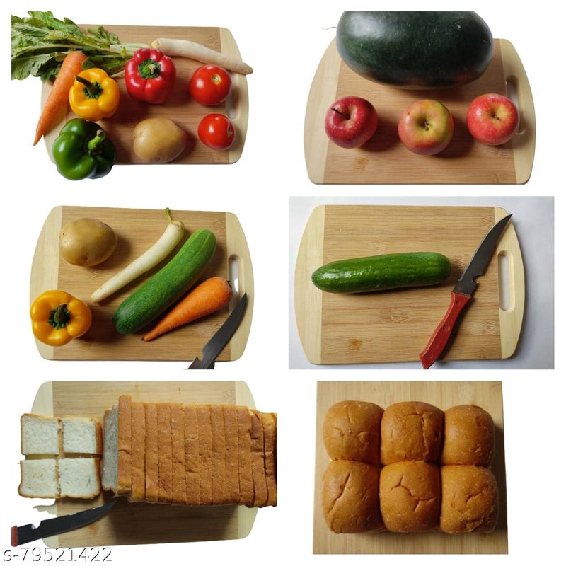 Mystte Heavy Duty Wooden Chopping Board with Handle for Chopping FruitsVegetablesMeat Oval Shape Size 32x22x2 cm - Image 5