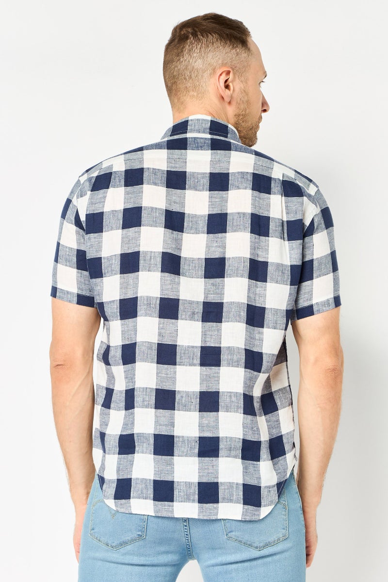 LACOSTE Men Regular Fit Plaid Short Sleeve Casual Shirt, Multicolor - Image 4