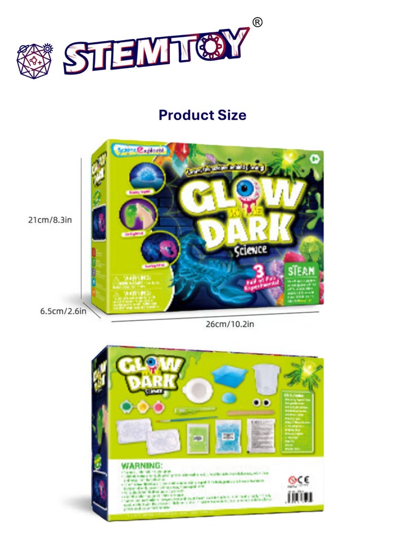 مجموعة تجارب العلوم المتوهجة في الظلام للأطفال – 3 تجارب ممتعة، تعلم العلوم وراء التألق، نمو بلورات متوهجة ليلية، صناعة عناكب وعقارب سلايم متوهجة في الظلام، ضوء UV مرفق، أنشطة STEM/STEAM تفاعلية للأطفال من الأولاد والبنات - Image 5