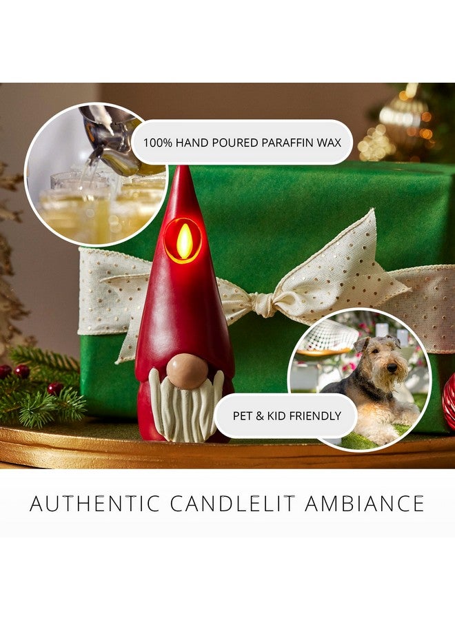 Luminara Flameless Candle Gnome Figural 2.8" x 8" Smooth Finish Real Wax Unscented Winter Christmas Decoration (Burgundy) - Image 5