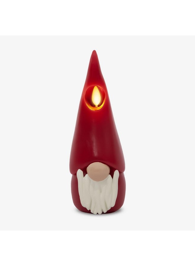 Luminara Flameless Candle Gnome Figural 2.8" x 8" Smooth Finish Real Wax Unscented Winter Christmas Decoration (Burgundy) - Image 1