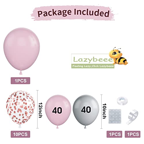 Lazybeee Pink Balloon Garland Arch Kit | 95 Pcs Grey Pink Confetti Latex Balloons for Wedding Birthday Graduation Anniversary Bachelorette Party Background Decorations - Image 2